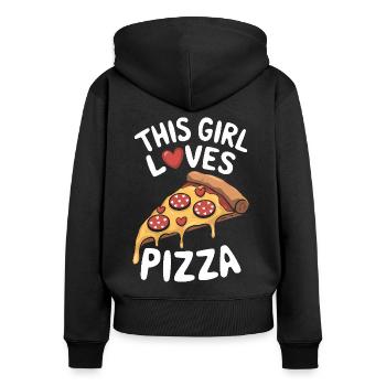 Pizza Spruch Witz Pizzeria Lustiges Pizza Geschenk - Frauen Premium Bio Zip Hoodie - Schwarz - Hinten - Julia (174cm)