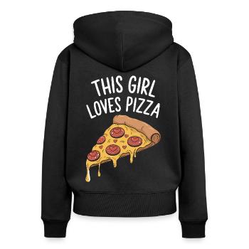 Pizza Spruch Witz Pizzeria Lustiges Pizza Geschenk - Frauen Premium Bio Zip Hoodie - Schwarz - Hinten - Julia (174cm)