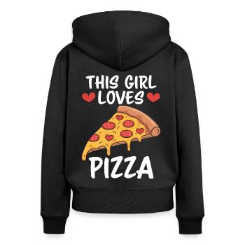 Pizza Spruch Witz Pizzeria Lustiges Pizza Geschenk - Frauen Premium Bio Zip Hoodie - Schwarz - Hinten - Julia (174cm)
