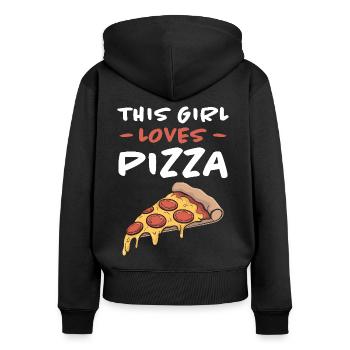 Pizza Spruch Witz Pizzeria Lustiges Pizza Geschenk - Frauen Premium Bio Zip Hoodie - Schwarz - Hinten - Julia (174cm)