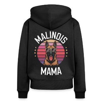 Berger Belge Dicton Malinois Cadeau - Sweat à capuche zippé Premium bio Femme - noir - Dos - Julia (174cm)
