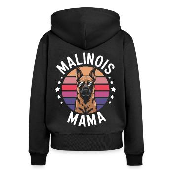Berger Belge Dicton Malinois Cadeau - Sweat à capuche zippé Premium bio Femme - noir - Dos - Julia (174cm)