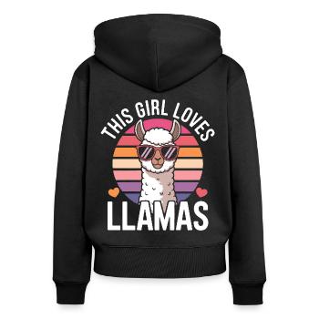 Lama Spruch Alpaka Mädchen Lustiges Lama Geschenk - Frauen Premium Bio Zip Hoodie - Schwarz - Hinten - Julia (174cm)