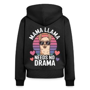 Lama Spruch Alpaka Lamas Lustiges Lama Geschenk - Frauen Premium Bio Zip Hoodie - Schwarz - Hinten - Julia (174cm)