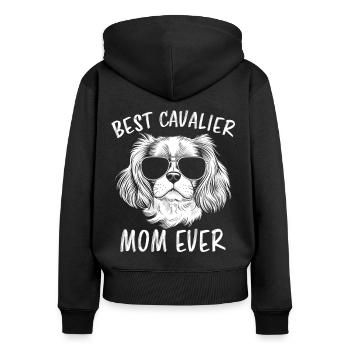 Cavalier King Charles Spaniel Saying Mom Gift - Women's Premium Organic Zip Hoodie - black - Back - Julia (174cm)