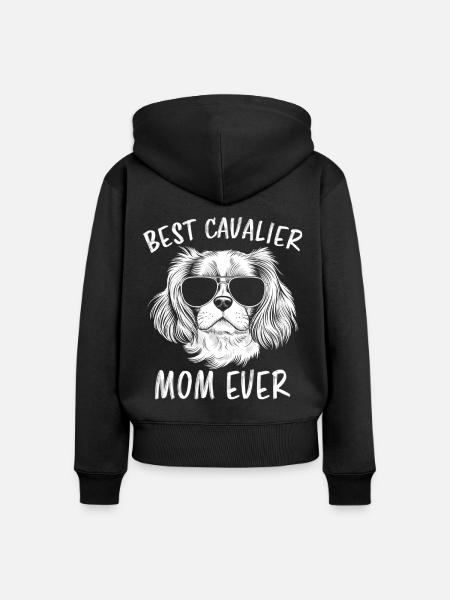 Cavalier kingcharlesinspanieli sanoo äitilahjan - Premium luomulaatuinen naisten vetoketjuhuppari - musta