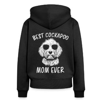 Cockapoo disant maman drôle Cockapoo cadeau - Sweat à capuche zippé Premium bio Femme - noir - Dos - Julia (174cm)