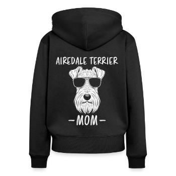 Meilleur Airedale Terrier Mom Ever Fun Saying Gift - Sweat à capuche zippé Premium bio Femme - noir - Dos - Julia (174cm)