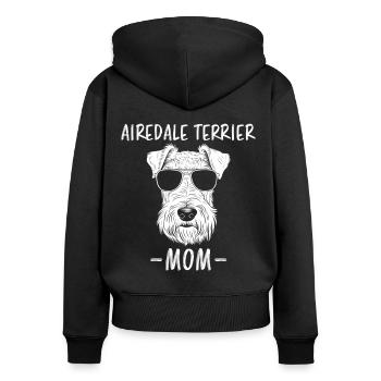 Meilleur Airedale Terrier Mom Ever Fun Saying Gift - Sweat à capuche zippé Premium bio Femme - noir - Dos - Julia (174cm)