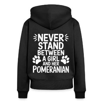 Pomeranian Spruch Hund Lustige Pomeranian Geschenk - Frauen Premium Bio Zip Hoodie - Schwarz - Hinten - Julia (174cm)