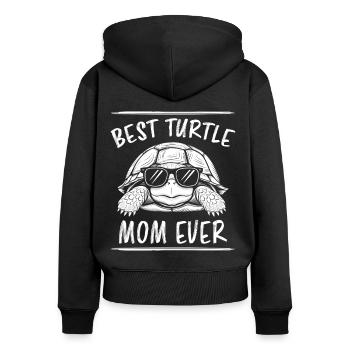 Schildkröte Spruch Lustiges Schildkröten Geschenk - Frauen Premium Bio Zip Hoodie - Schwarz - Hinten - Julia (174cm)