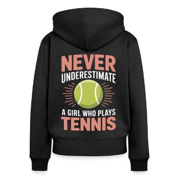 Tennis Spruch Mädchen Lustiges Tennis Geschenk - Frauen Premium Bio Zip Hoodie - Schwarz - Hinten - Julia (174cm)