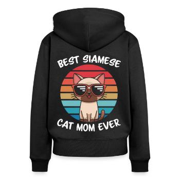 Siamkatze Spruch Siamkatze Mama Siamkatze Geschenk - Frauen Premium Bio Zip Hoodie - Schwarz - Hinten - Julia (174cm)