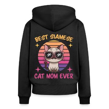 Siamkatze Spruch Siamkatze Mama Siamkatze Geschenk - Frauen Premium Bio Zip Hoodie - Schwarz - Hinten - Julia (174cm)