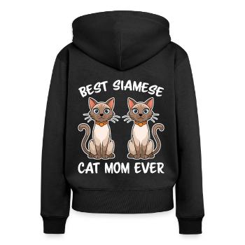 Siamkatze Spruch Siamkatze Mama Siamkatze Geschenk - Frauen Premium Bio Zip Hoodie - Schwarz - Hinten - Julia (174cm)