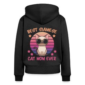 Siamkatze Spruch Siamkatze Mama Siamkatze Geschenk - Frauen Premium Bio Zip Hoodie - Schwarz - Hinten - Julia (174cm)