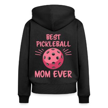 Pickleball Spruch Mama Lustige Pickleball Geschenk - Frauen Premium Bio Zip Hoodie - Schwarz - Hinten - Julia (174cm)