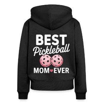 Pickleball Spruch Mama Lustige Pickleball Geschenk - Frauen Premium Bio Zip Hoodie - Schwarz - Hinten - Julia (174cm)