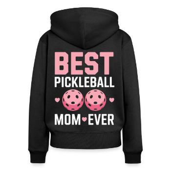 Pickleball disant maman drôle cadeau de pickleball - Sweat à capuche zippé Premium bio Femme - noir - Dos - Julia (174cm)