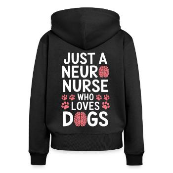 Neuro infirmière chien soignant neurologie cadeau - Sweat à capuche zippé Premium bio Femme - noir - Dos - Julia (174cm)