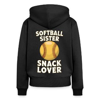 Softball Dire Soeur Drôle Softball Cadeau - Sweat à capuche zippé Premium bio Femme - noir - Dos - Julia (174cm)