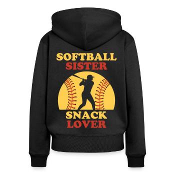 Softball Dire Soeur Drôle Softball Cadeau - Sweat à capuche zippé Premium bio Femme - noir - Dos - Julia (174cm)