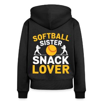 Softball Dire Soeur Drôle Softball Cadeau - Sweat à capuche zippé Premium bio Femme - noir - Dos - Julia (174cm)