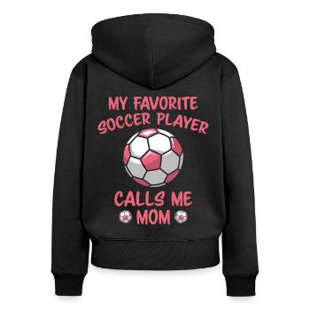 Fußball Spruch Mama Lustige Fussballer Geschenk - Frauen Premium Bio Zip Hoodie - Schwarz - Hinten - Julia (174cm)