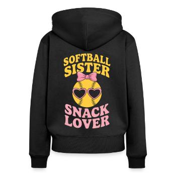 Softball Dire Soeur Drôle Softball Cadeau - Sweat à capuche zippé Premium bio Femme - noir - Dos - Julia (174cm)