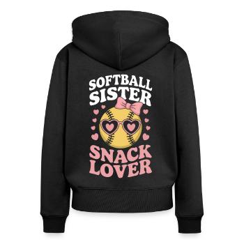 Softball Dire Soeur Drôle Softball Cadeau - Sweat à capuche zippé Premium bio Femme - noir - Dos - Julia (174cm)