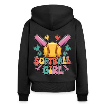 Softball Fille Fille Drôle Softball Cadeau - Sweat à capuche zippé Premium bio Femme - noir - Dos - Julia (174cm)