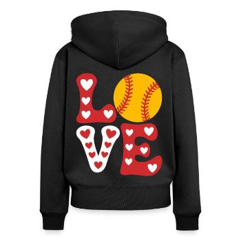 Softball Joueur de Softball Cadeau de Softball Mignon - Sweat à capuche zippé Premium bio Femme - noir - Dos - Julia (174cm)
