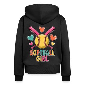 Softball Fille Fille Drôle Softball Cadeau - Sweat à capuche zippé Premium bio Femme - noir - Dos - Julia (174cm)
