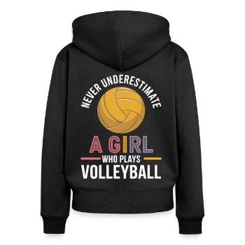 Volleyball Spruch Lustiges Volleyball Geschenk - Frauen Premium Bio Zip Hoodie - Schwarz - Hinten - Julia (174cm)