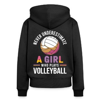 Volleyball Spruch Lustiges Volleyball Geschenk - Frauen Premium Bio Zip Hoodie - Schwarz - Hinten - Julia (174cm)