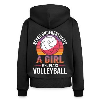 Volleyball Spruch Lustiges Volleyball Geschenk - Frauen Premium Bio Zip Hoodie - Schwarz - Hinten - Julia (174cm)