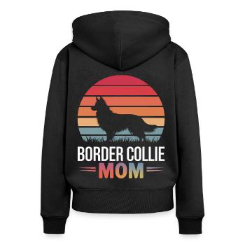 Border Collie disant drôle Border Collie cadeau - Sweat à capuche zippé Premium bio Femme - noir - Dos - Julia (174cm)