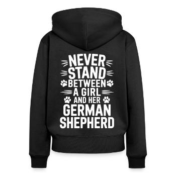 German Shepherd Saying German Shepherd Gift - Women's Premium Organic Zip Hoodie - black - Back - Julia (174cm)
