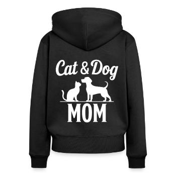 Katze und Hund Spruch Lustiges Haustier Geschenk - Frauen Premium Bio Zip Hoodie - Schwarz - Hinten - Julia (174cm)