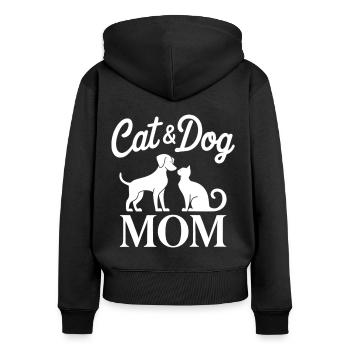 Katze und Hund Spruch Lustiges Haustier Geschenk - Frauen Premium Bio Zip Hoodie - Schwarz - Hinten - Julia (174cm)