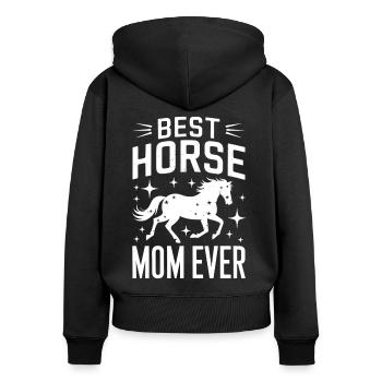 Pferde Spruch Reitsport Lustiges Pferde Geschenk - Frauen Premium Bio Zip Hoodie - Schwarz - Hinten - Julia (174cm)