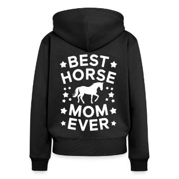 Pferde Spruch Reitsport Lustiges Pferde Geschenk - Frauen Premium Bio Zip Hoodie - Schwarz - Hinten - Julia (174cm)