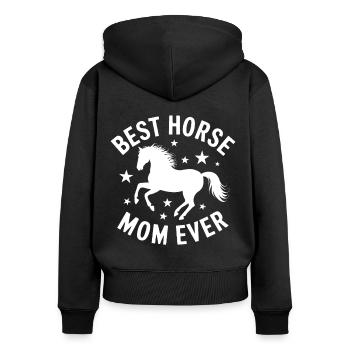 Pferde Spruch Reitsport Lustiges Pferde Geschenk - Frauen Premium Bio Zip Hoodie - Schwarz - Hinten - Julia (174cm)
