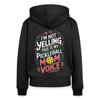 Pickleball Spruch Mama Lustige Pickleball Geschenk - Frauen Premium Bio Zip Hoodie - Schwarz - Hinten - Julia (174cm)