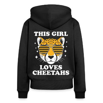 Guépard disant Afrique Drôle Cadeau de guépard - Sweat à capuche zippé Premium bio Femme - noir - Dos - Julia (174cm)