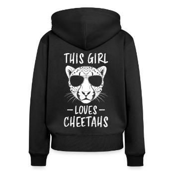 Guépard disant Afrique Drôle Cadeau de guépard - Sweat à capuche zippé Premium bio Femme - noir - Dos - Julia (174cm)