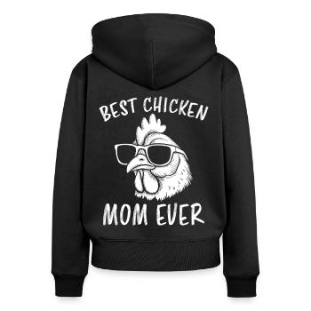 Chicken Saying Rooster Farmer Funny Chicken Gift - Women's Premium Organic Zip Hoodie - black - Back - Julia (174cm)