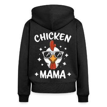 Chicken Saying Rooster Farmer Funny Chicken Gift - Women's Premium Organic Zip Hoodie - black - Back - Julia (174cm)