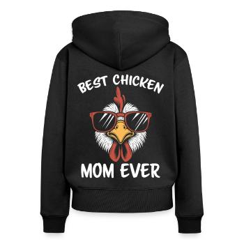 Chicken Saying Rooster Farmer Funny Chicken Gift - Women's Premium Organic Zip Hoodie - black - Back - Julia (174cm)