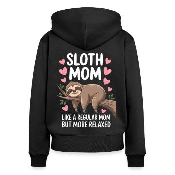 Faultier Spruch Faultiere Lustig Faultier Geschenk - Frauen Premium Bio Zip Hoodie - Schwarz - Hinten - Julia (174cm)